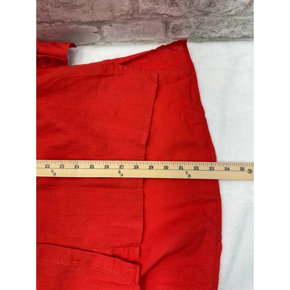 Eileen Fisher Organic‎ Linen Button Front Top Tunic Coral Orange Size Large - Picture 9 of 9